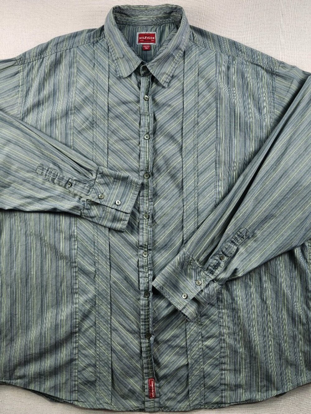 2005 Tommy Hilfiger Denim 3XL Striped 100% Cotton Button Up Shirt